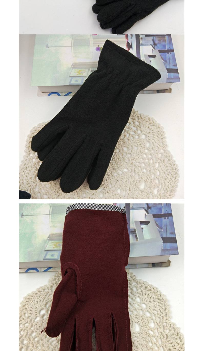 Fashion Brown Imitation Sheep Cake Velvet Five-finger Gloves,Full Finger Gloves