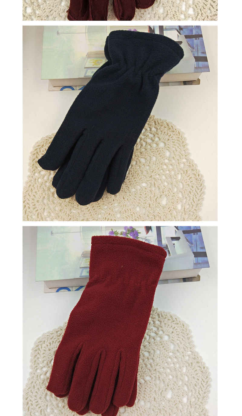 Fashion Black Imitation Sheep Cake Velvet Five-finger Gloves,Full Finger Gloves