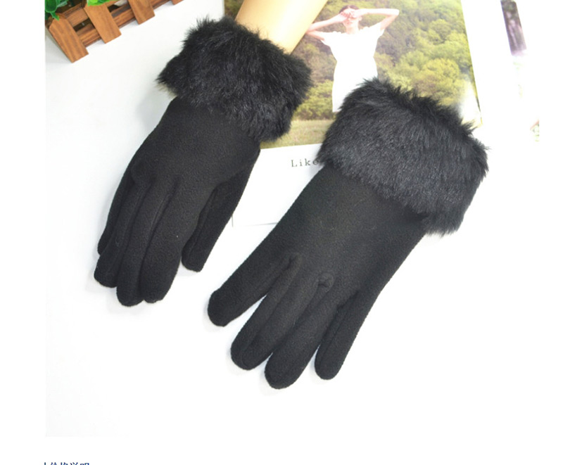 Fashion Yellow Leopard Print Raw Mouth Brushed Gloves,Full Finger Gloves