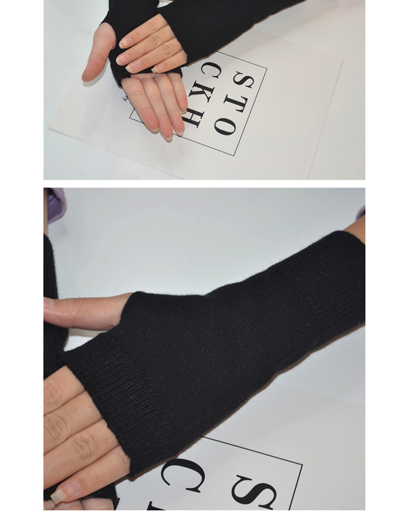 Fashion Black Cashmere Half Finger Gloves,Fingerless Gloves