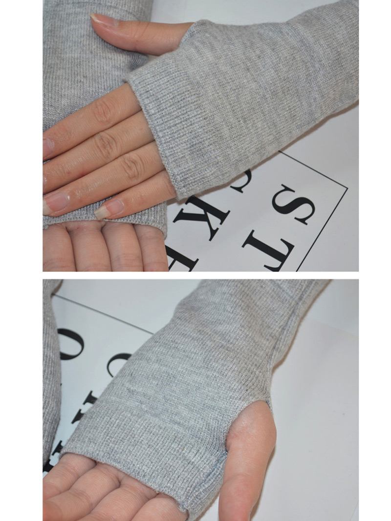 Fashion Dark Gray Cashmere Half Finger Gloves,Fingerless Gloves