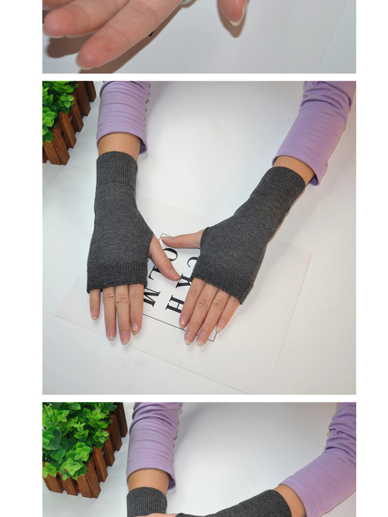 Fashion Light Grey Cashmere Half Finger Gloves,Fingerless Gloves