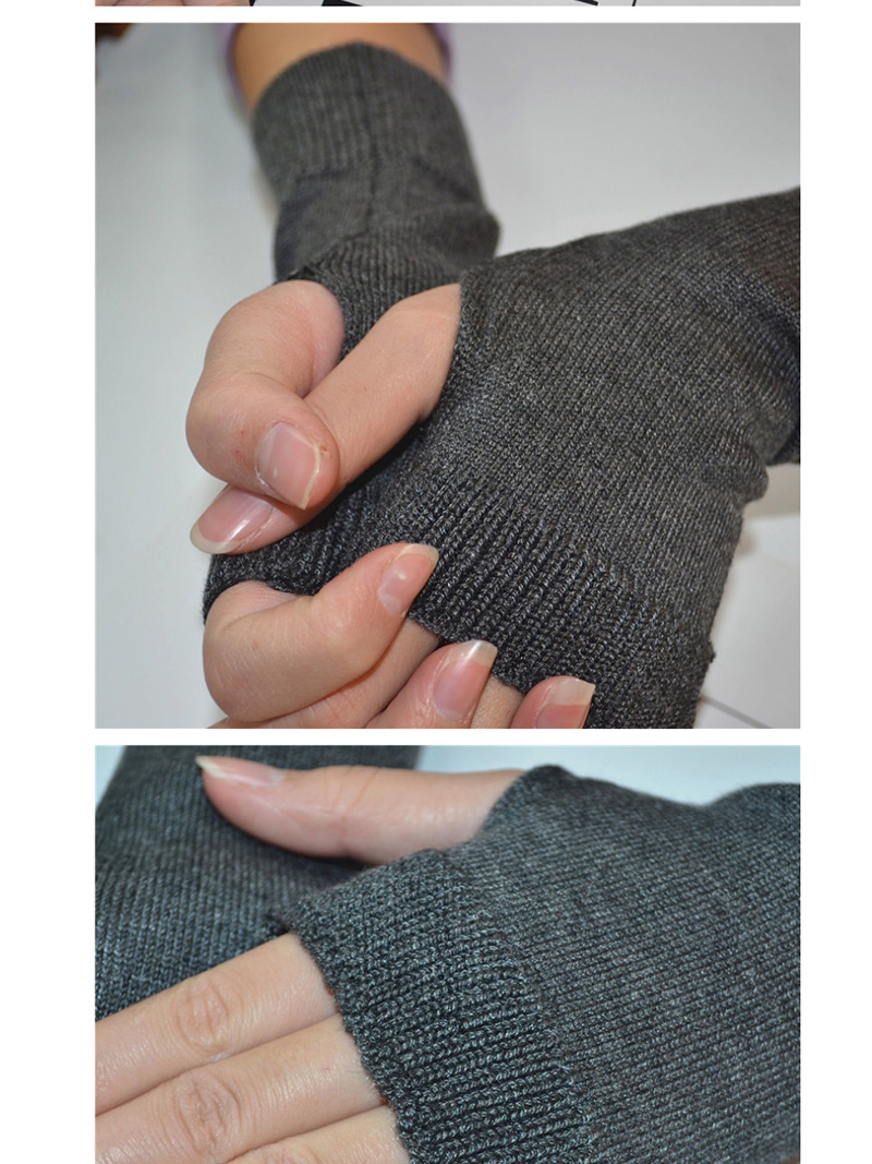 Fashion Black Cashmere Half Finger Gloves,Fingerless Gloves