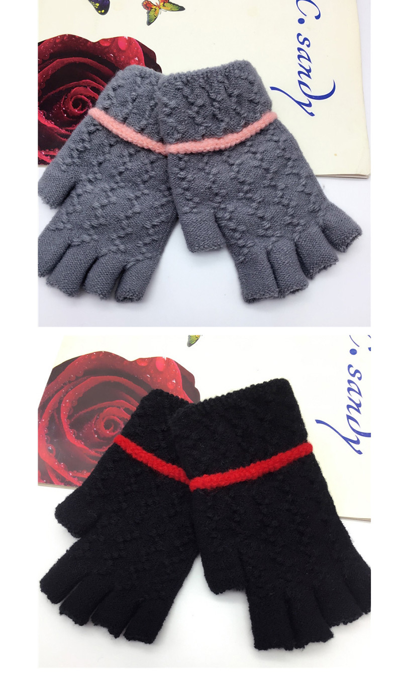 Fashion Black Half Finger Knit Touch Screen Gloves,Fingerless Gloves