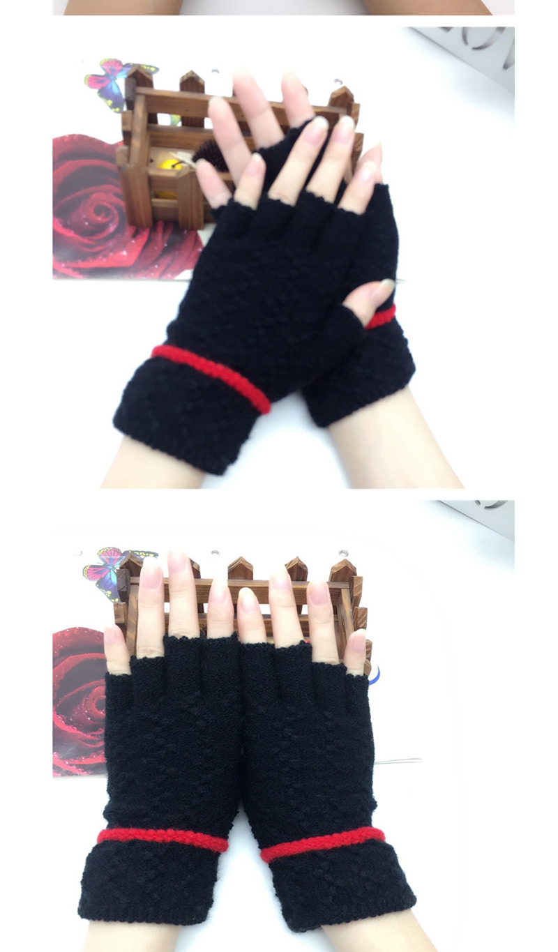 Fashion Black Half Finger Knit Touch Screen Gloves,Fingerless Gloves