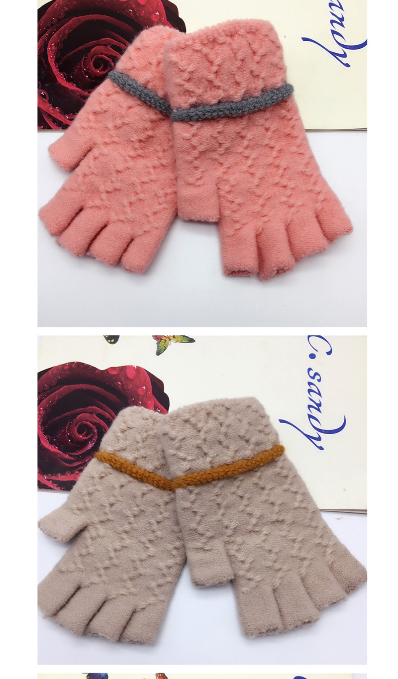 Fashion Gray Half Finger Knit Touch Screen Gloves,Fingerless Gloves