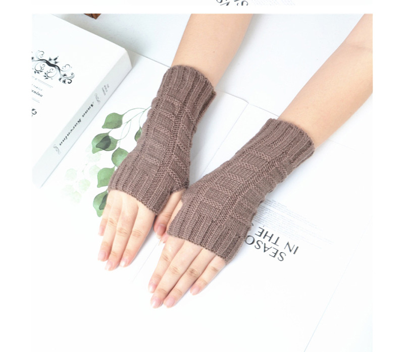 Fashion Dark Gray Knitted Half Finger Wool Gloves,Fingerless Gloves