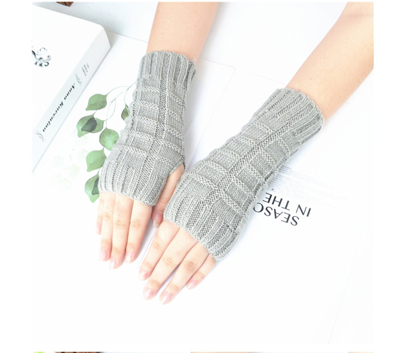 Fashion Black Knitted Half Finger Wool Gloves,Fingerless Gloves