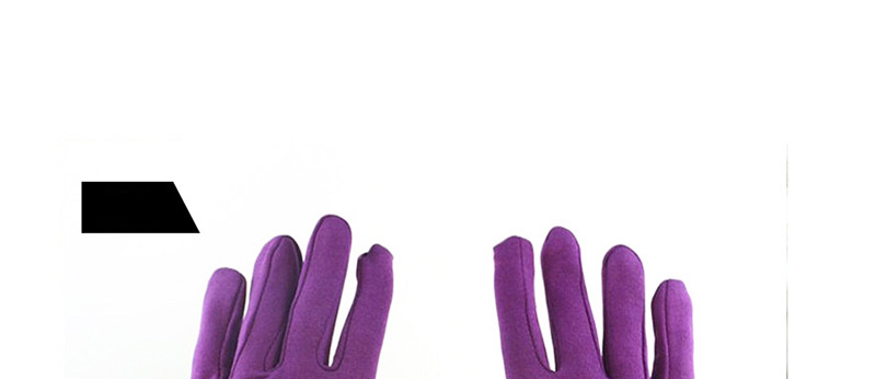 Fashion Purple Hair Ball Thin Brushed Five-finger Gloves,Full Finger Gloves