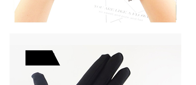 Fashion Black Hair Ball Thin Brushed Five-finger Gloves,Full Finger Gloves