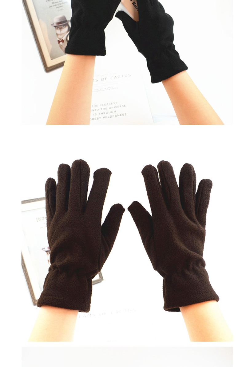 Fashion Brown Imitation Lambskin Gloves,Full Finger Gloves