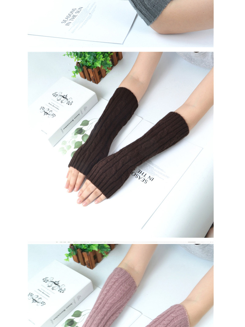 Fashion Lotus Root Starch Wool Twist Vertical Knit Sleeve,Fingerless Gloves