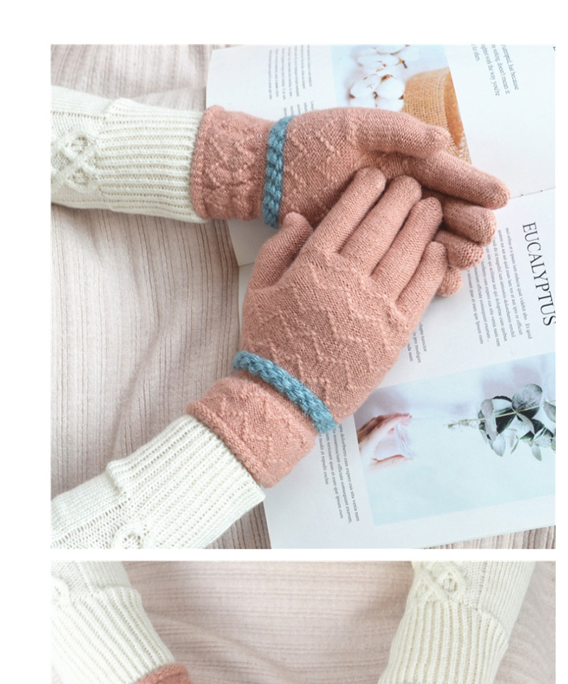 Fashion Gray-blue Pointing Lace Wave Plus Velvet Gloves,Full Finger Gloves