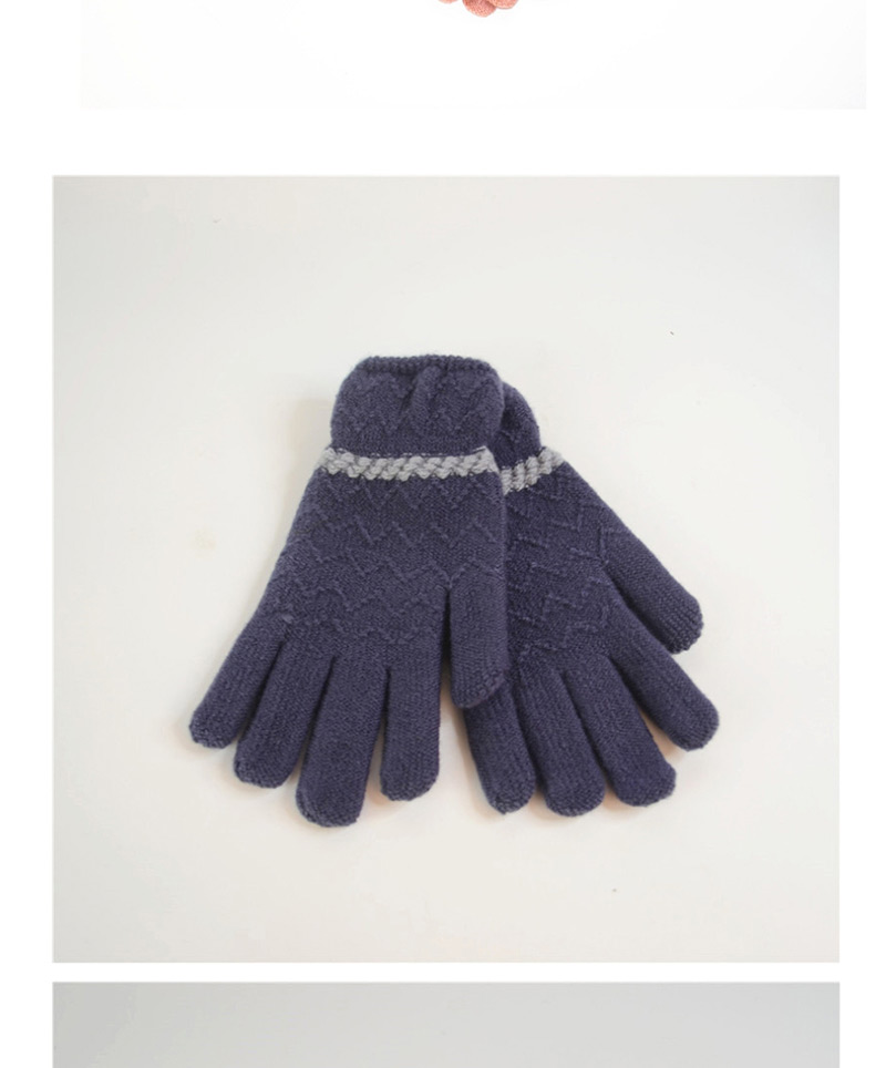 Fashion Gray-blue Pointing Lace Wave Plus Velvet Gloves,Full Finger Gloves