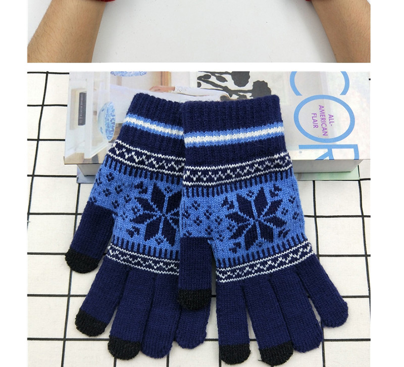 Fashion Dark Gray Snowflake Touch Screen Brushed Mittens,Full Finger Gloves