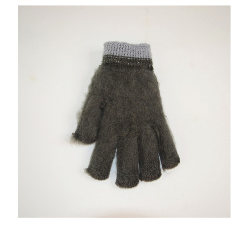 Fashion Gray-blue Badge Plus Velvet Finger Gloves,Full Finger Gloves