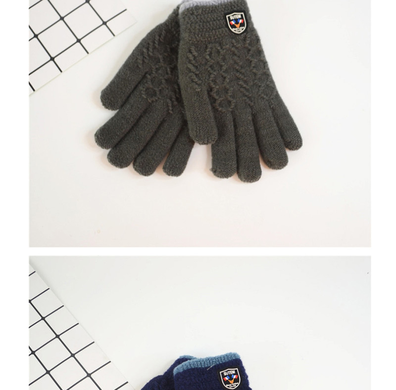 Fashion Dark Purple Badge Plus Velvet Finger Gloves,Full Finger Gloves