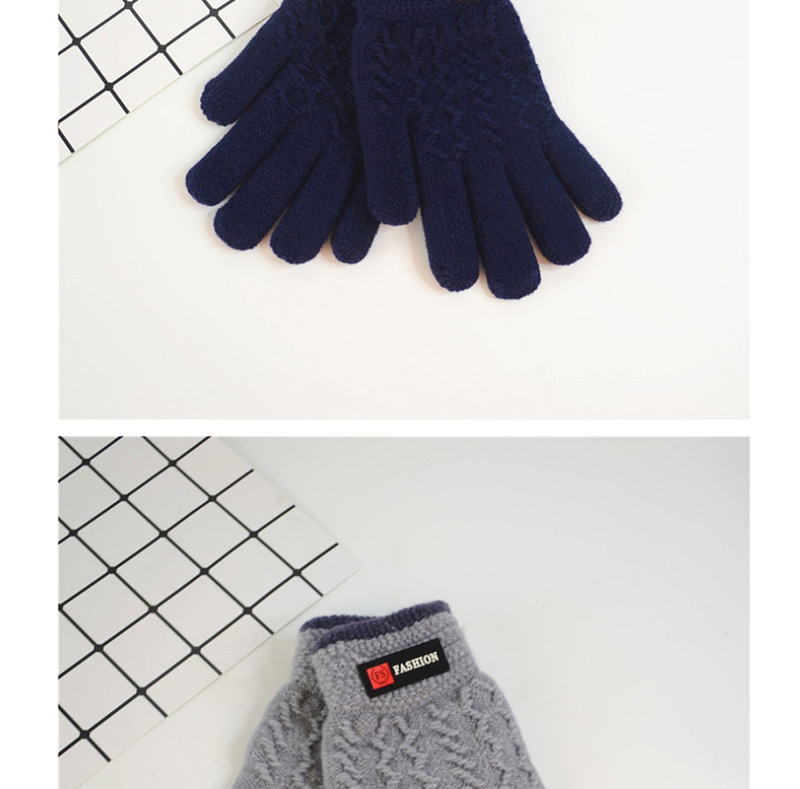 Fashion Upper Cyan Badge Plus Velvet Finger Gloves,Full Finger Gloves