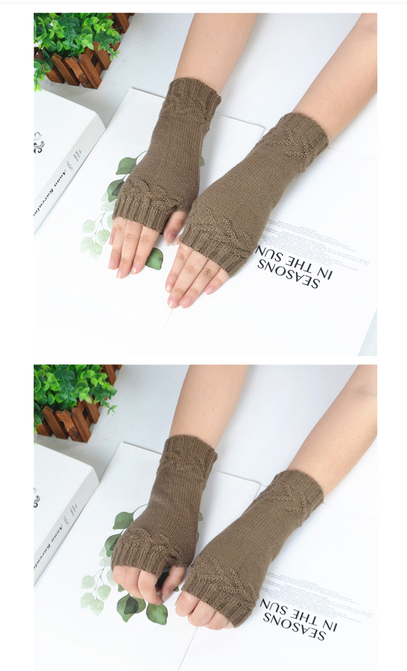 Fashion Dark Gray Half Finger Knit Gloves,Fingerless Gloves