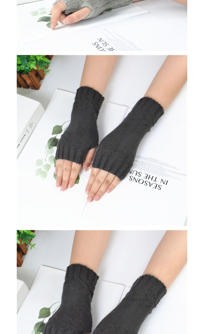 Fashion Light Grey Half Finger Knit Gloves,Fingerless Gloves