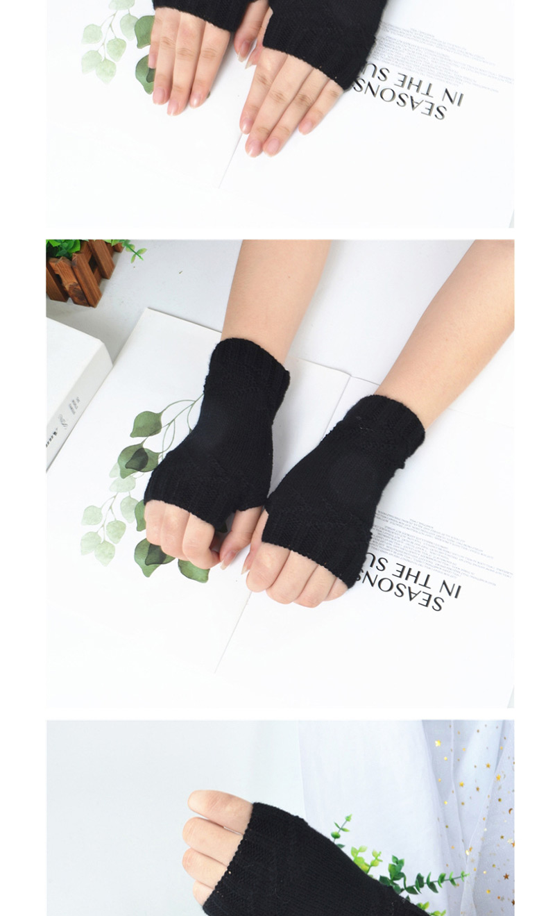 Fashion Brown Half Finger Knit Gloves,Fingerless Gloves