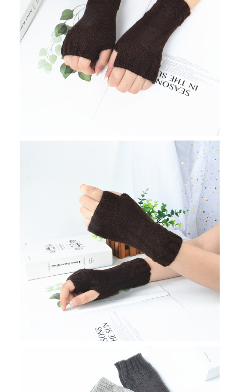 Fashion Black Half Finger Knit Gloves,Fingerless Gloves