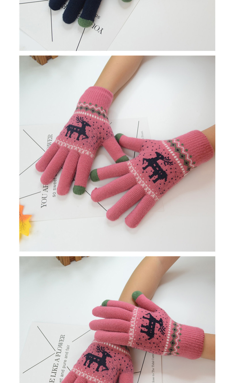 Fashion Rose Red Plus Velvet Fawn Touch Screen Finger Gloves,Full Finger Gloves