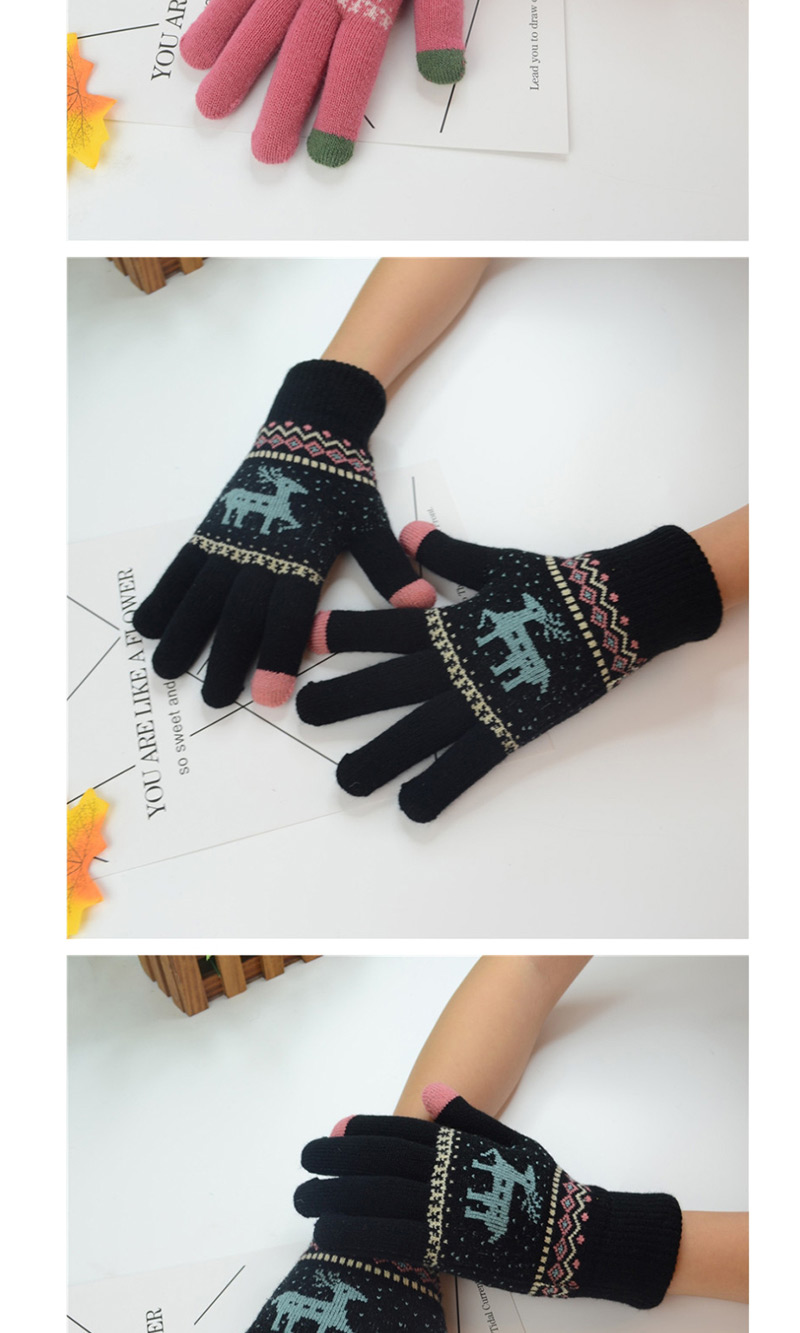 Fashion Black Plus Velvet Fawn Touch Screen Finger Gloves,Full Finger Gloves