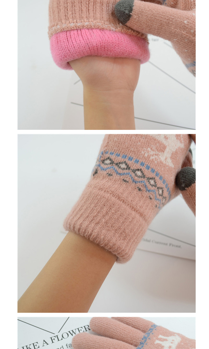 Fashion Pink Plus Velvet Fawn Touch Screen Finger Gloves,Full Finger Gloves