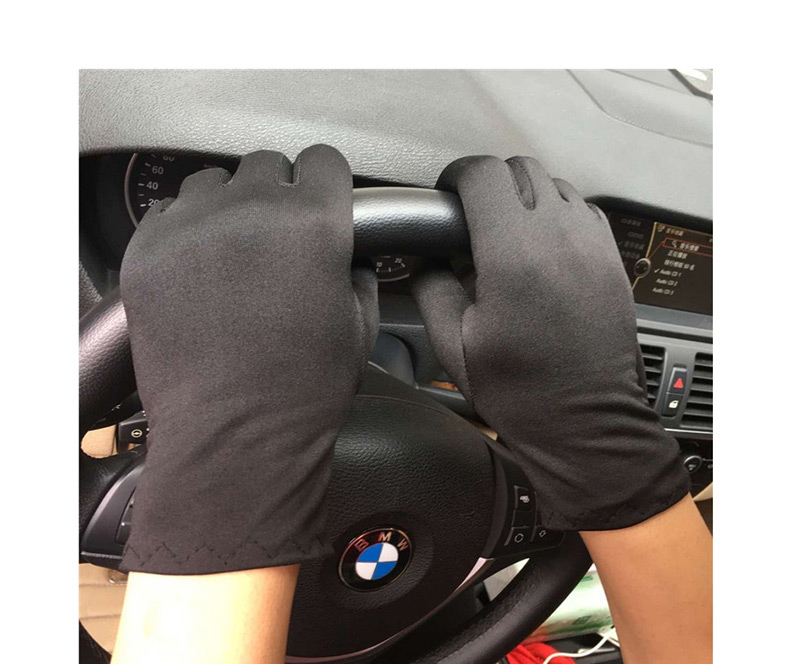 Fashion Black Brushed Non-slip Spandex High Elastic Gloves,Full Finger Gloves
