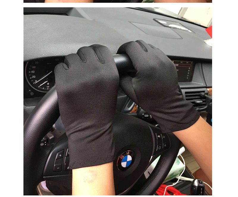 Fashion Black Brushed Non-slip Spandex High Elastic Gloves,Full Finger Gloves