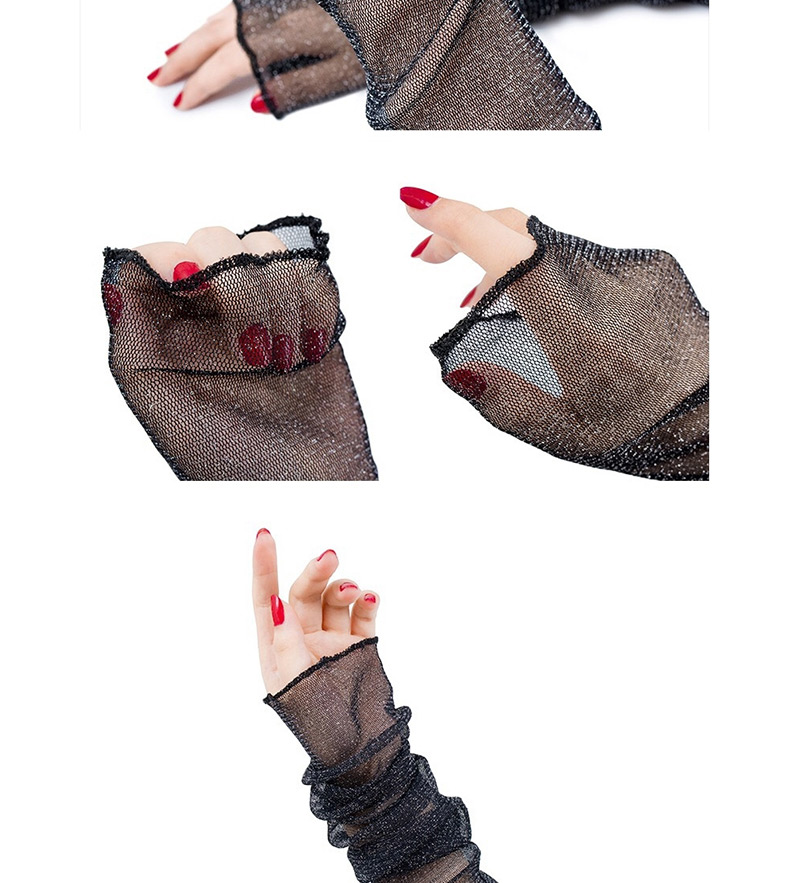 Fashion Gray Thin Mesh Gauze Foot Cover Dual-use Ice Silk Lace Gloves,Fingerless Gloves