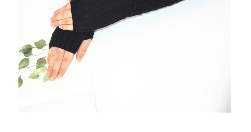 Fashion Black Half Finger Knit Wool Arm Sleeve,Fingerless Gloves