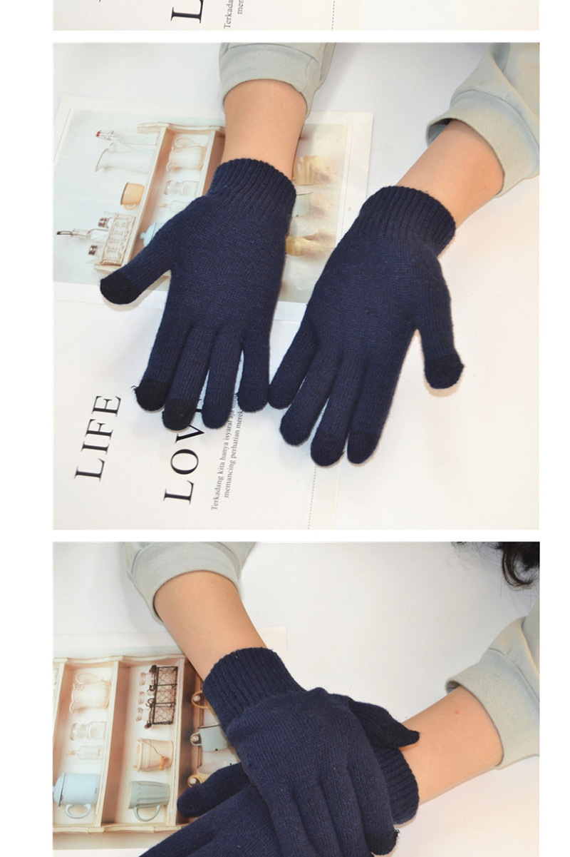 Fashion Purple Wool Touch Screen Plus Velvet Finger Gloves,Full Finger Gloves