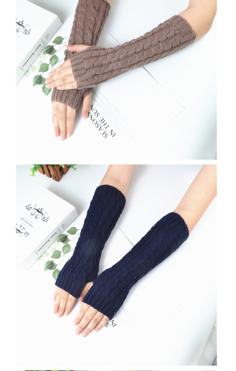 Fashion Big Red Twist Half Finger Knit Wool Arm Sleeve,Fingerless Gloves