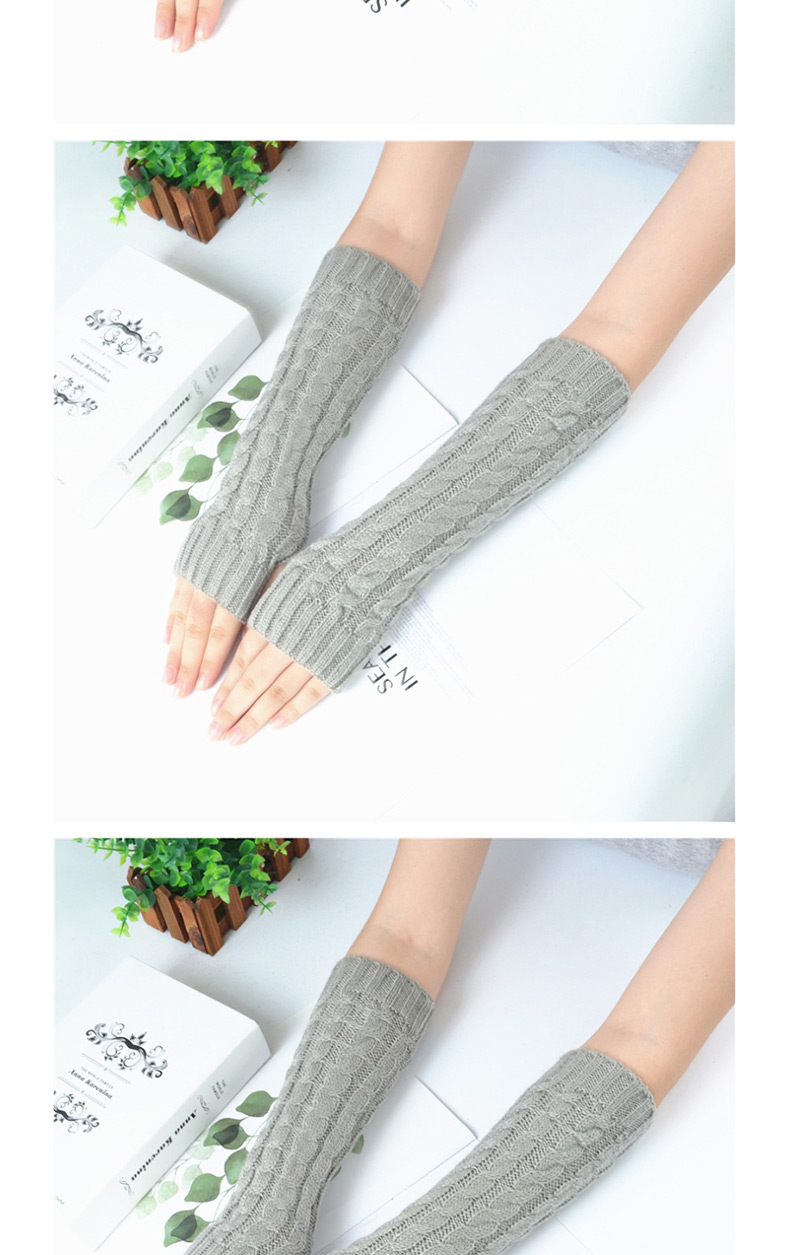 Fashion Jujube Red Twist Half Finger Knit Wool Arm Sleeve,Fingerless Gloves