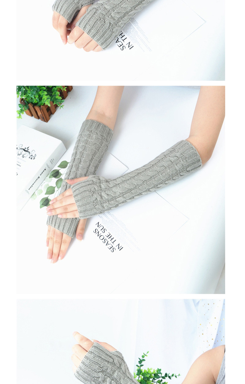 Fashion Navy Twist Half Finger Knit Wool Arm Sleeve,Fingerless Gloves