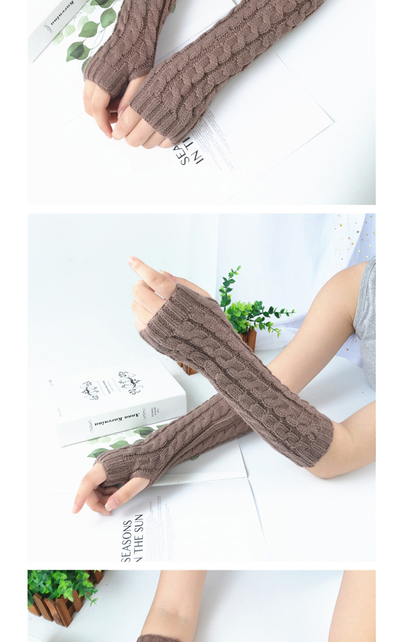 Fashion White Twist Half Finger Knit Wool Arm Sleeve,Fingerless Gloves