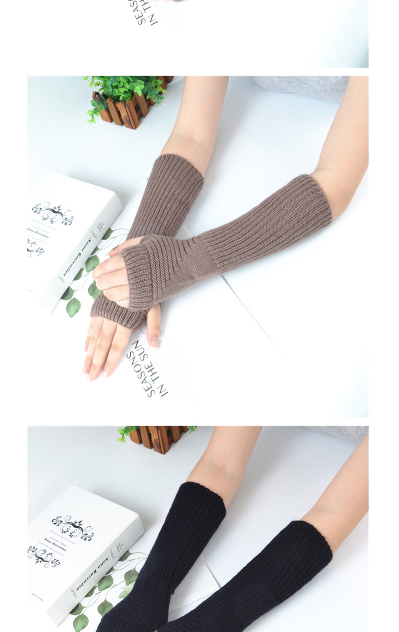 Fashion Light Grey Half Finger Wool Arm Sleeve,Fingerless Gloves