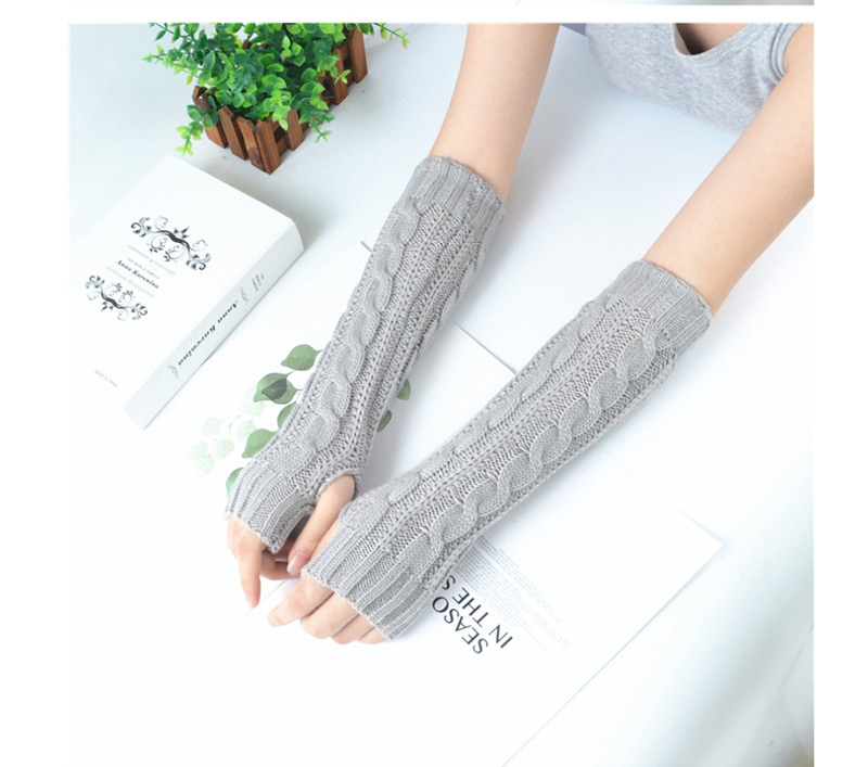 Fashion Dark Gray Wool Leak Refers To Twist Arm Sleeve,Fingerless Gloves
