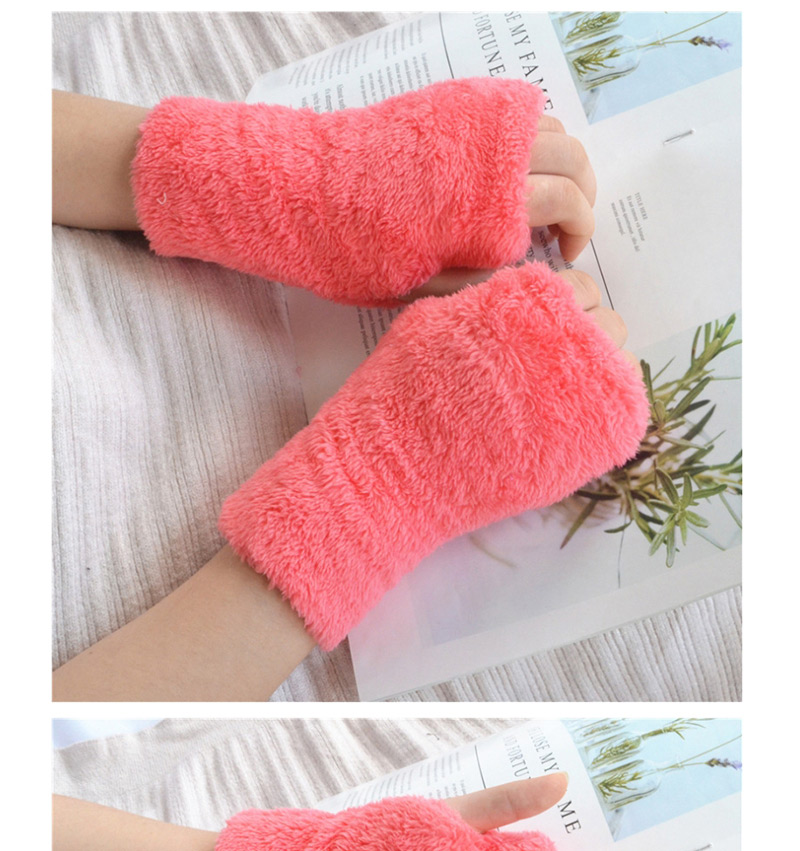 Fashion Rose Red Plush Half Finger Bear Arm Sleeve,Fingerless Gloves