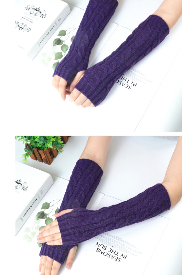 Fashion White Half Finger Twist Twist Yarn Knitting Gloves,Fingerless Gloves