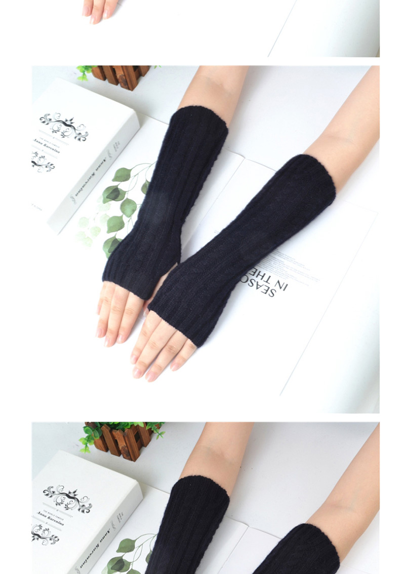 Fashion Black Half Finger Twist Twist Yarn Knitting Gloves,Fingerless Gloves