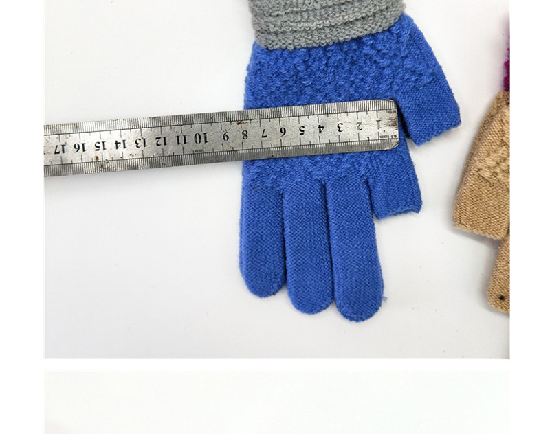 Fashion Khaki Contrast Lace Points With Knitted Wool And Velvet Gloves,Full Finger Gloves