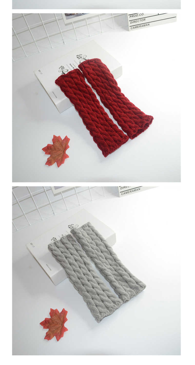 Fashion Red Wool Half Finger Knit Full Twist Arm Sleeve,Fingerless Gloves