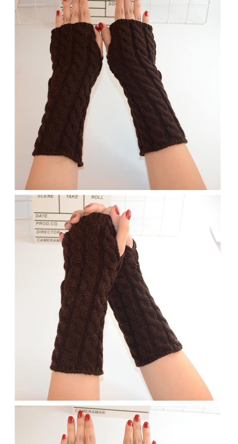 Fashion Light Grey Wool Half Finger Knit Full Twist Arm Sleeve,Fingerless Gloves