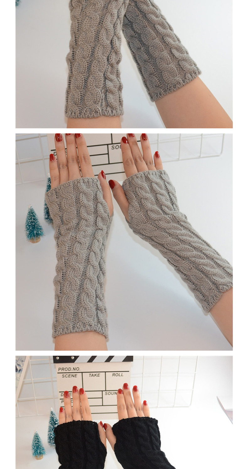 Fashion White Wool Half Finger Knit Full Twist Arm Sleeve,Fingerless Gloves