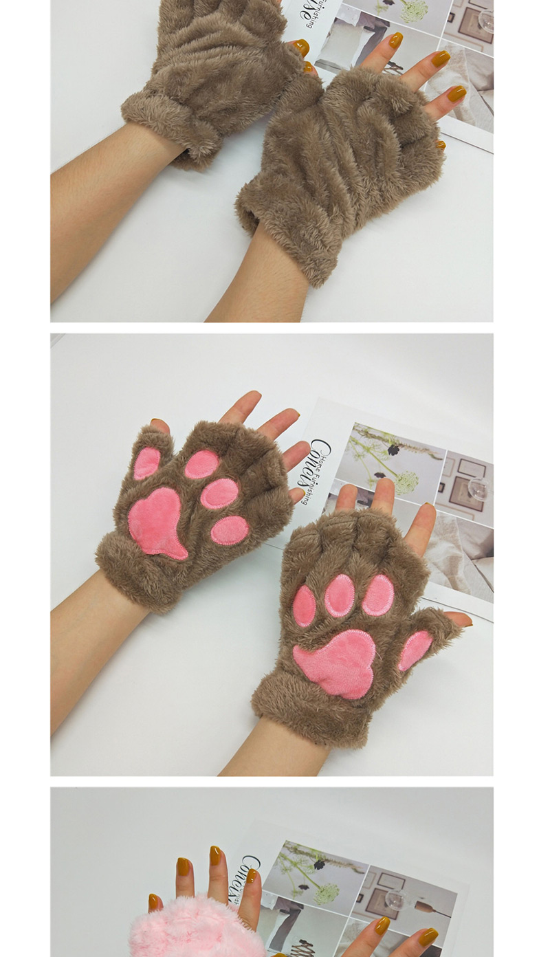 Fashion Gray Cat Claw Plush Bear Paw Half Finger Gloves,Fingerless Gloves
