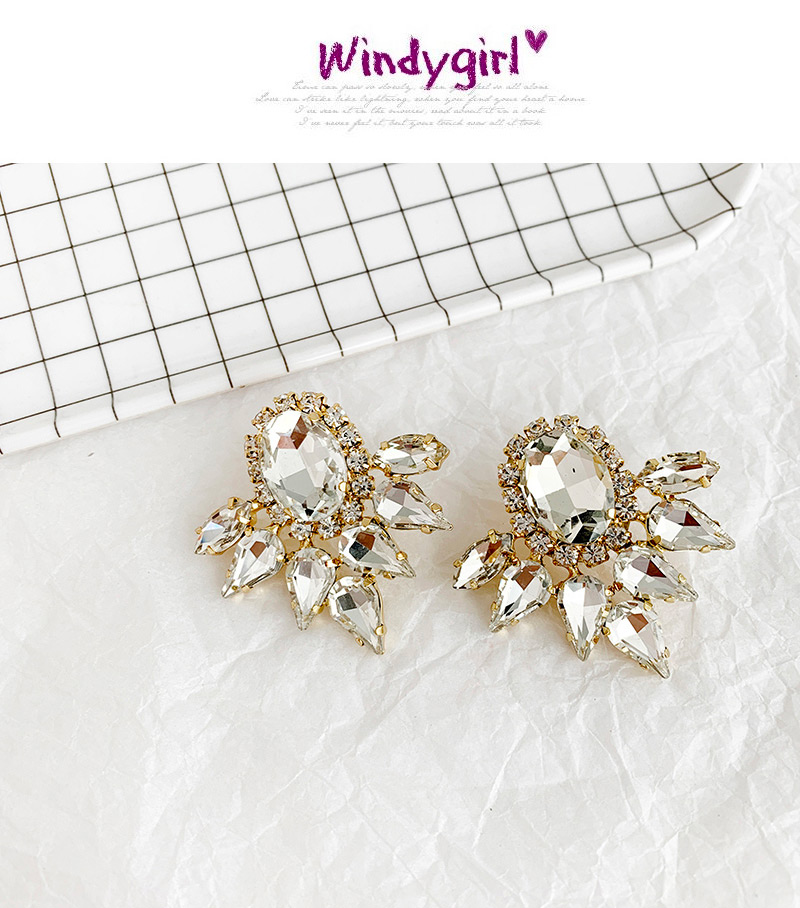 Fashion White Alloy Studded Geometric Earrings,Drop Earrings