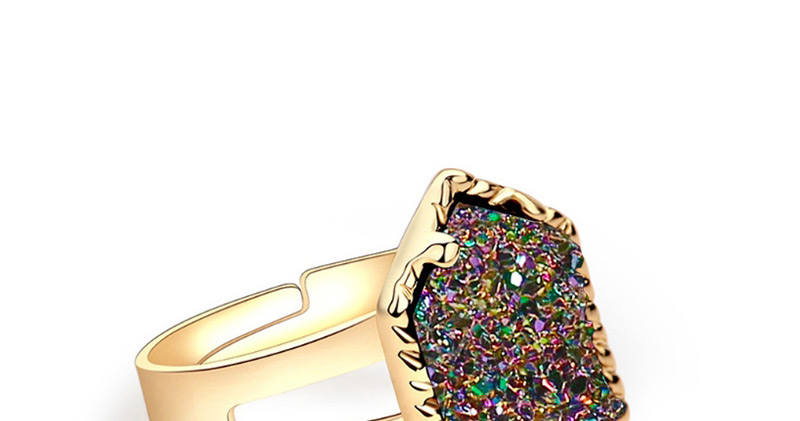 Fashion Gold + Purple Cluster Alloy Crystal Cluster Diamond Ring,Fashion Rings